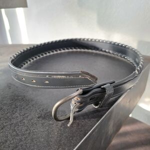 ​Vintage Fisher Gray Leather Western Belt – Silver Whipstitch Edge – Size 34